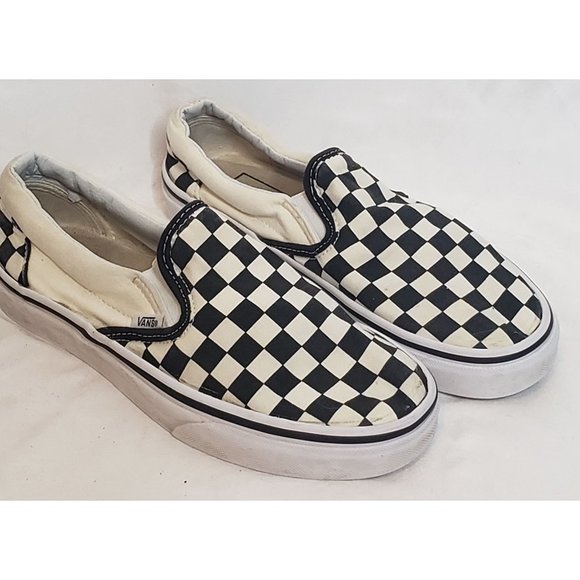 Vans Slip On Black White Checkerboard Unglued Around Edges M 5 W 6.5 - Picture 1 of 9